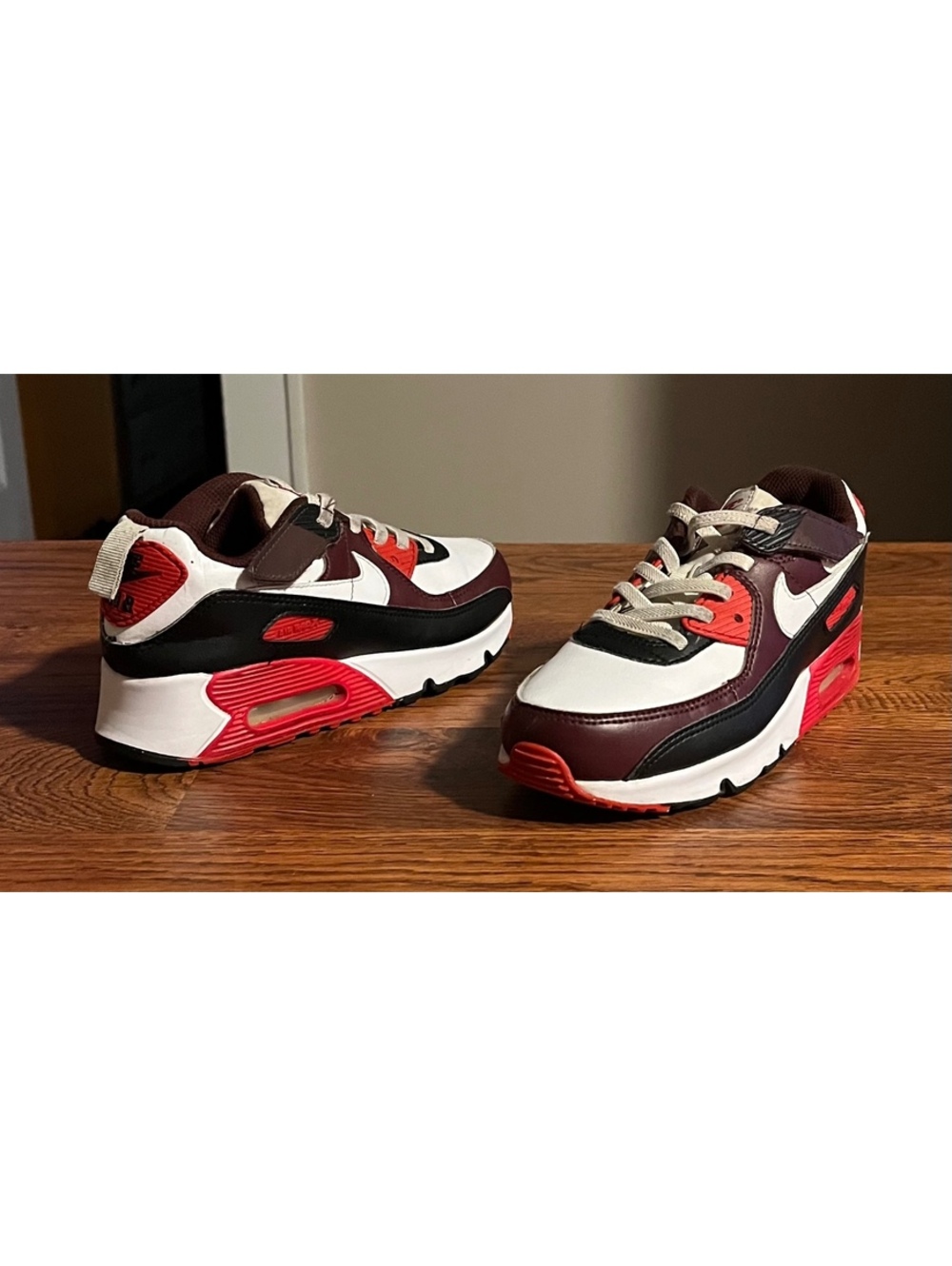Nike Air Max 90 Toddler Sneakers Size 2Y Burgundy Black Red
